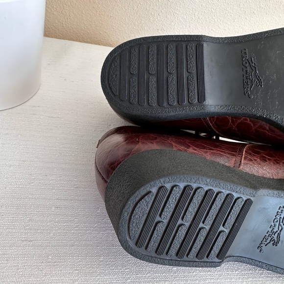 New Trotters Jill Brown Croc Texture Leather Ankle Vintage Booties Women’s 5.5W - Picture 12 of 13